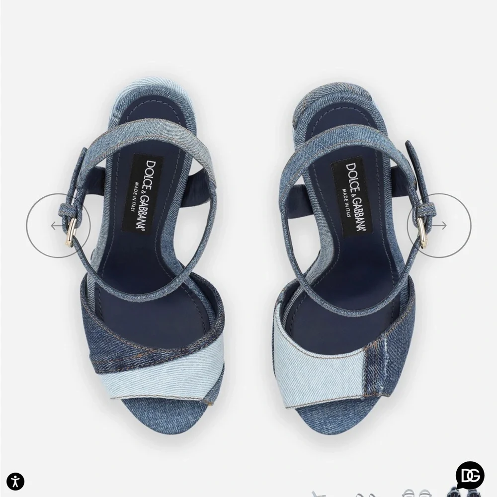 Dolce & gabana patchwork Denim Platform Sandals size 38.5 - Picture 5 of 13